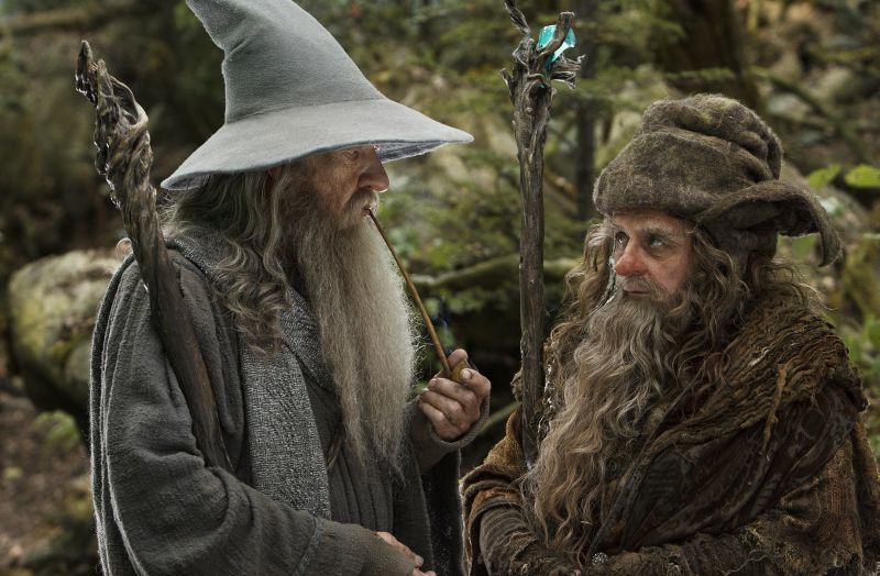 (L-r) IAN McKELLEN as Gandalf and SYLVESTER MCCOY as Radagast in New Line Cinemas and MGM's fantasy adventure THE HOBBIT: AN UNEXPECTED JOURNEY, a Warner Bros. Pictures release.